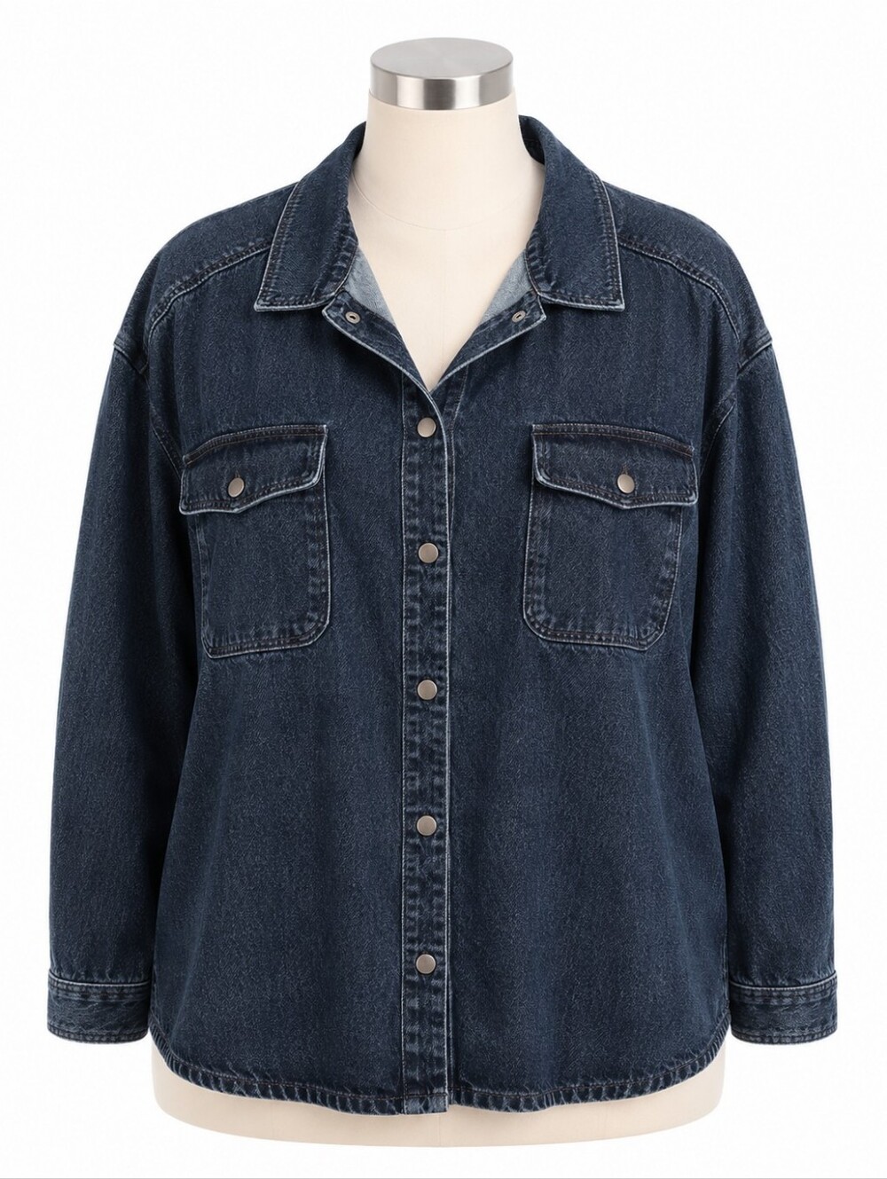 Old Navy Women's Dark Wash Denim Snap Front Shirt Jacket Sz XL Western Casual